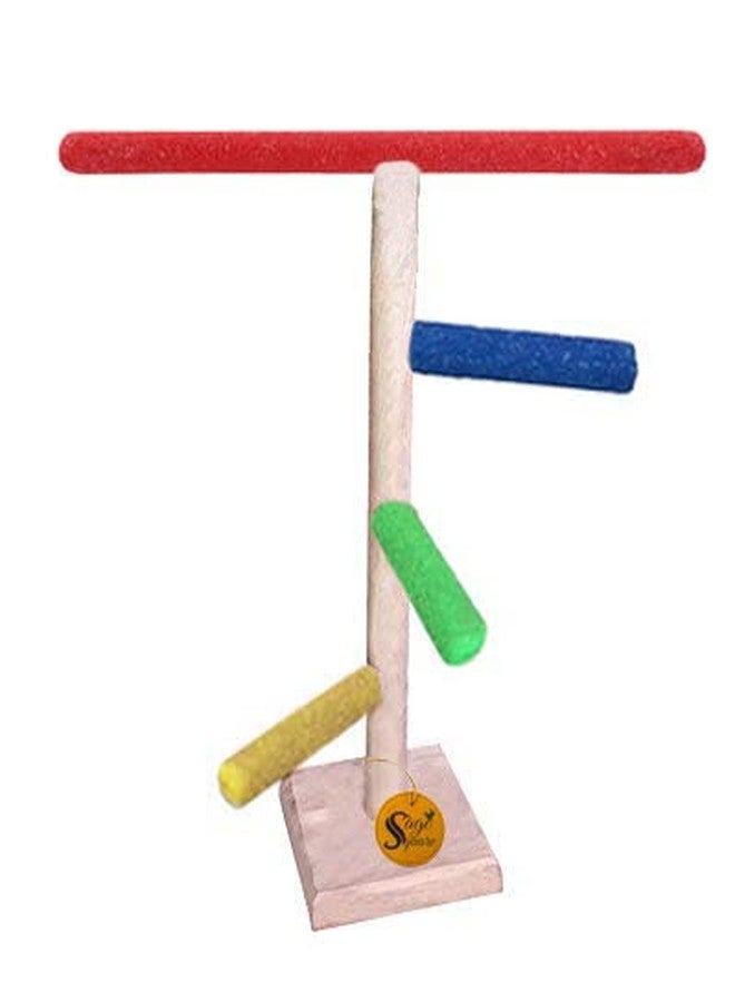 سايج سكوير مجثم طيور خشبي طبيعي مربع الشكل من خشب المريمية، مقاس 41 سم/16 بوصة، للتدريب والتمارين الرياضية، بثلاث درجات، مزود بحامل رملي كامل/لعبة طيور. - Image 1